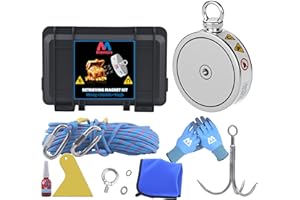 Magnetpro Kit d'aimants de collecte complet de 900 kg, l'aimant de poisson double face contient un aimant en néodyme puissant, une corde durable de 20 mètres, un mousqueton, des gants, un crochet de
