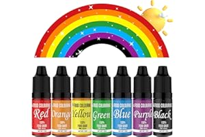 FANKOO Lebensmittelfarbe, 7x12ml, hochkonzentriert Lebensmittelfarbe Flüssig. Farben Set, zum Färben von Teig, Getränken, Aromen, Seifen, Slime. Tortendeko, Backzubehör (84ml)