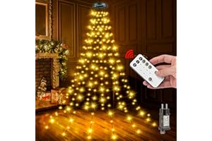LAITENY Lichterkette Weihnachtsbaum mit Fernbedienung - 2M 12 Stränge 240LED Wasserdicht Christbaumbeleuchtung mit Ring Innen Außen, Weihnachtsbeleuchtung 8 Modi Memory Timerfunktion Christbaum Dekoration