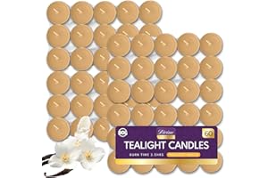 SOL 60pk Tea Light Candles Indulgent Vanilla – 3.5 Hour Burn Time, Scented Tea Lights Candles, Long-Lasting & Ideal Home Decor, Relaxation, Romantic Dinners, Weddings, Cosy Evenings & Special Occasion