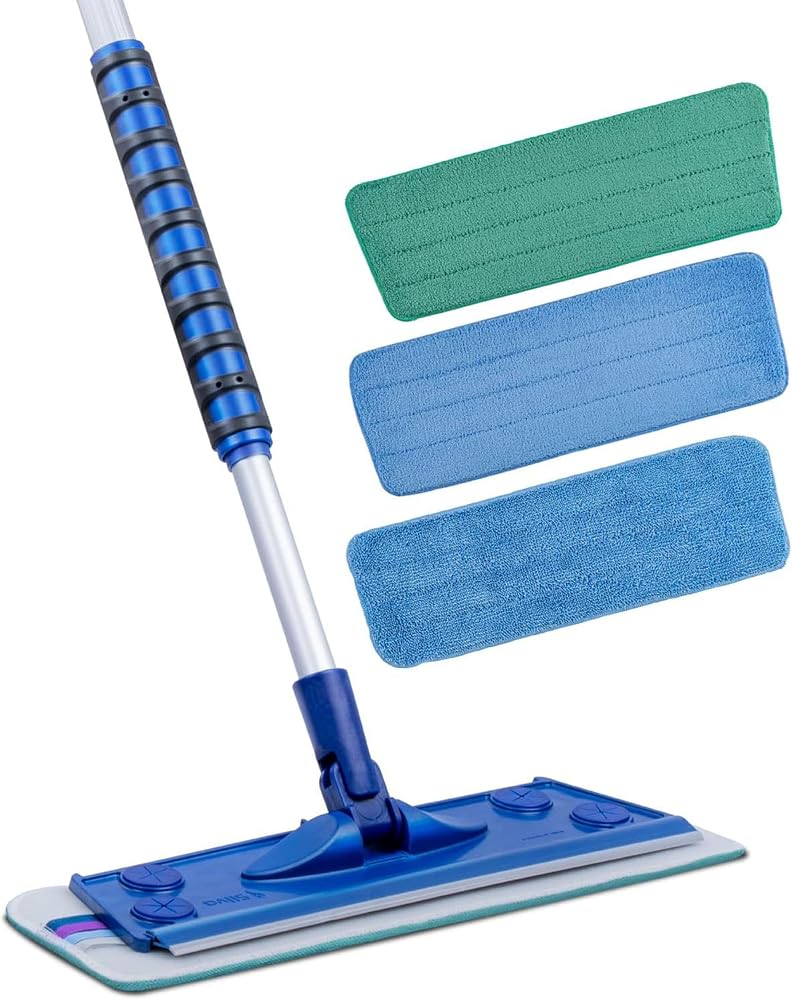 Silva Mikrofiber Mop Üçlü Set - Islak, Kuru ve Duvar Bezi Dahil (3 Bez), 90-156 cm Teleskopik Alüminyum Sap, 360 Derece Dönen Cırtlı Kafa, Laminat Parke Fayans Duvar ve Tavan İçin