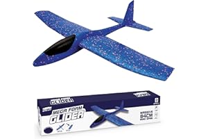 Leftfield Toys Foam Flyerz - 84cm Foam Glider Plane - Blue Throwing Airplane Toy for Outdoor Fun - Lightweight and Easy-to-Assemble - Hand Launch Glider - Colours Vary (Red/Blue