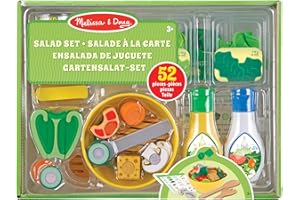 Melissa & Doug Salade à la carte en bois, Accesoires cuisine pour enfants, Aliments en bois 52 pièces, Jeux de rôle restaurant, Jeu d'imitation, Cadeau pour garçons et filles de 3 4 5 6 7 ans