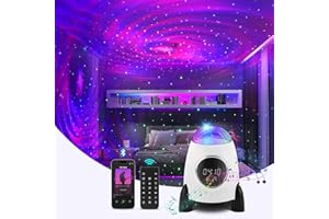 SHXMZS Proyector Star con despertador, Rocket Galaxy Projector para dormitorio, altavoz Bluetooth y proyector Aurora de ruido blanco