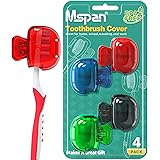 Mspan - Coprispazzolino da denti, con clip in plastica per il bagno, ideale per viaggi in casa, Blue, Red, Green, Black