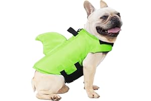 FONLAM Kamizelki Ratunkowe dla Psów Domowych Kamizelka Odblaskowa dla Psa Szczeniak z Shark Fin Stroje Kąpielowe (XS, Zielony)