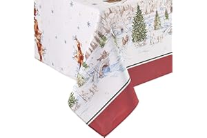 Elrene Home Fashions Śnieżna Śnieżna Śnieżna Zmarszczki Obrus Świąteczny/Świąteczny, 152 cm X 344 cm, Prostokąt