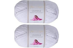 Utopia Crafts Cuddle Super Chunky Chenille Yarn White, 100g 60m Ball, Fluffy, Soft & Easy to Use, Perfect for Crochet & Knitting, Machine Washable, Beginner-Friendly Wool Alternative - Pack of 2