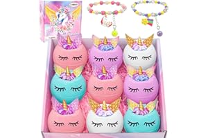 FUNCREVITY Einhorn Badekugeln Kinder, 9 Stück Badebomben Kinder mit Armbänder Unicorn Badebomben für Kinder Geburtstag Weihnachten Ostern Badeperlen Geschenke