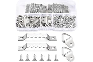 YIXISI 100 Sztuk Zestaw Haczyków do Ramek na Zdjęcia, Wieszak na Zdjęcia z Zębami Piłokształtnymi, Wieszak na Zdjęcia z Trójkątną Ramką Pierścieniową, ze 150 Sztuk Śrub, Srebrny