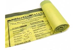 BKB 5 Rollen Gelber Sack, Gelbe Säcke mit praktischem Zugband, 90 Liter - Wertstoffsack