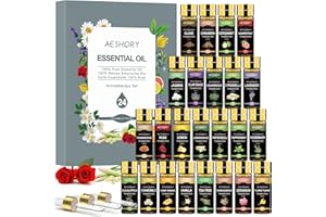 Aeshory - Zestaw olejków eterycznych 24 x 5ml, olejki aromatyczne 100% naturalne do dyfuzora, nawilżacza powietrza, aromaterapii, świec, kosmetyków, perfum
