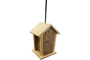 Dehner Natura insektshotell Louisiana, insektshus/fågelbo för bin/fjärilar/skalbaggar, ca 19 x 15 x 12 cm, furu, natur