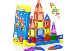 Soyee Magnetische Bausteine Reisespielzeug mit Metallbox Mini-Magnetbausteine für Kinder STEM Sensorisches Spielzeug Kleinkindspielzeug für Reisen Spielzeug Geschenk Jungen und Mädchen ab 3 Jahren