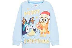 Bluey Jersey de Navidad, Suéter Navideño para Niñas con Cuello Redondo