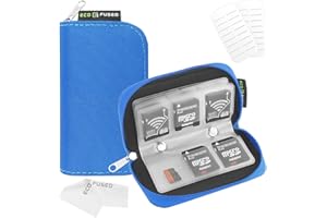 Étui de Transport pour Carte mémoire - Adapté pour Cartes SD et SDHC - 8 Pages et 22 logements - Chiffon de Nettoyage en Micro-Fibre ECO-FUSED