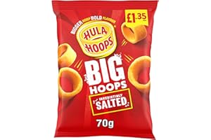 KP Hula Hoops Big Hoops Salted Crisps 20 x 70g – Crunchy Potato Snack Hoops – Perfect for Parties, Sharing & On-the-Go – No Artificial Colours or Flavours – Classic Salty Flavour in Handy Packs