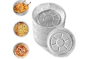 Jsleid 50 Stück Aluminiumfolie Pfannen Set, Grill Tropfschalen, Runde Alu Schalen, Schalen Aus Aluminiumfolie, Rund Formen Aluschalen, Geeignet Zum Backen, Grillen, Kochen, Pommes Frites (7 Zoll)