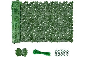 AGJIDSO Artificial Ivy Fence Screening, 3m x 1m (2 * 3x0.5m) Artificial Hedges Panels, Privacy Fence Screen for Garden, Balcony, Outdoor (Upgraded Maple Leaves)