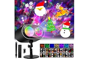SOMHE 2025 Upgrade Christmas Projector Light, Outdoor 2-in-1 HD Holiday Projector with Remote Timer, 12 Dynamic Patterns & 7 Color Wave Effects for House Garden Yard Xmas Thanksgiving