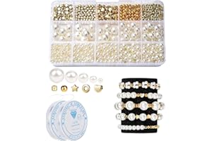 MUYAPAY 720 Pezzi Perline per Braccialetti, Kit Braccialetti Fai da Te con Cordino Elastico, Kit per Braccialetti Perla, Friendship Bracelet Kit Perline Oro, per Braccialetto, Collane