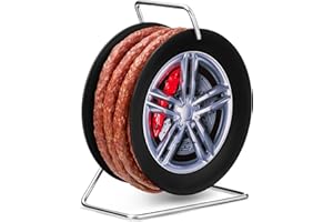 PIKANTEN WURSTBARON® Tambour à saucisse en forme de jante, 3,5 m de délicieuses saucisses de style Cracovie, de haute qualité et au goût fumé, cadeau amusant, 240 g