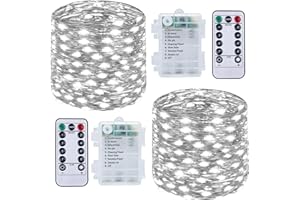 SUNNOW 2 Pezzi Stringa Luci LED - 10M/33FT Catene Luminose 100LED Luci Natalizie Batteria Impermeabile IP65, Esterno/Interni Lucine Decorative per Balcone Giardino Feste Natale (Bianco Freddo)