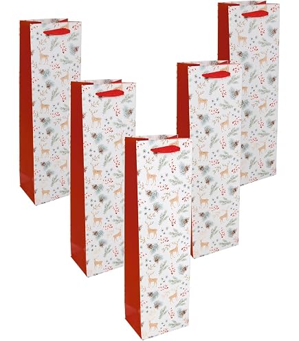 8 Sacchetti Regalo Natalizi Per Bottiglie, Extra Large, Impermeabili, Per Vino, Spumante E Liquori, Con Motivo Natalizio