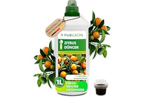 Purgrün® Bio-Zitrusdünger 1 Liter – Gesundes Wachstum dank rein natürlicher Inhaltsstoffe – Fördert die Blütenbildung mit extra Kalium – Ergiebiges Konzentrat für 100 Liter Gießwasser