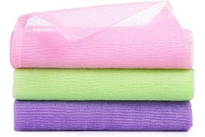 Bewudy Lot de 3 débarbouillettes exfoliantes en nylon pour le bain, la beauté du corps, l'éponge en luffa, exfoliante pour le dos, le dos