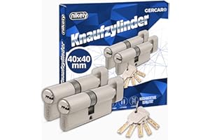 GERCAR Pro 2er Set Knaufzylinder gleichschließend 80mm Schließzylinder mit Knauf 40/40 Zylinder - Messing matt Massiv - inkl. 10 Schlüssel - Wendeschlüssel - Länge: 80 mm, A:40 B:40-2x