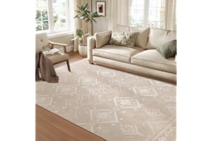 SONGMICS HOME Tappeto per Soggiorno, 200 x 290 cm Tappeto Salotto Antiscivolo, per Soggiorno Camera da Letto Cameretta, Lavabile in Lavatrice, Stile Boho, Beige Cappuccino TAR214L01