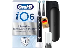‎ORAL-B Oral-B iO Series 6 Elektrische Zahnbürste — Electric Toothbrush, Inkl. 2 Aufsteckbürsten, Reise-Etui, 5 Putzmodi für Zahnpflege — Zahnbürste Elektrisch, Designed by Braun, Schwarz