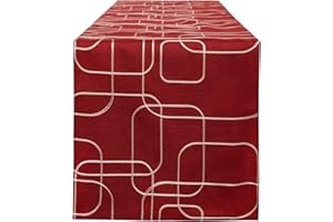 LLCUTESHOP Runner da Tavola Europeo Rosso 32 x 183 cm, Ricamo Fatto a Mano Ispessito Doppio Strato Rettangolare Lino Cotone Runner Tavola, Lavabile di Alta qualità per la Decorazione
