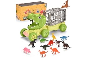 FANBUSA Jouets de Camion de Dinosaure pour Enfants de 2 à 5 Ans, Camion de Transport de Voiture T-Rex avec 12 Figurines Dino, Ensemble de Jeu de Dinosaure Jurassique pour Jouet 3 4 5 Ans garçon et Filles