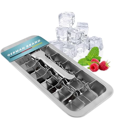 Dreiklang - be smart Set van 2 stevige ijsblokjesbakjes, ijsblokjesbakje, hoogwaardig gepolijst roestvrij staal met hendel, duurzaam en plasticvrij in vintage stijl, 2 stuks