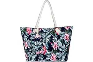 DonDon Grand sac de plage imperméable avec fermeture à glissière Sac shopping à bandoulière