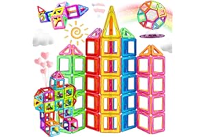 HISHOPTOY Magnetische Bausteine 120 Teile Magnetspielzeug Kinder Lernspielzeug ab 3 4 5 6 7 8 Jahre Magneten Spielzeug Geschenk für Junge Mädchen Bauklötze