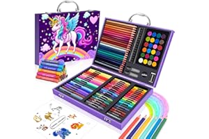CutteeyFyry Unicornio Maletin Pintura NiñOs,Maletin De Pinturas Para NiñAs Edad 4-12 AñOs,Maletin De Pinturas Para NiñOs Con Rotuladores, Acuarelas, Crayon, LáPices De Colores,Regalos Para NinOs