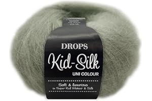 Frida's Wollhaus Drops 25 g de hilo de seda para niños de mohair y seda, hilo de encaje mullido, 47 colores (45 | menta suave)
