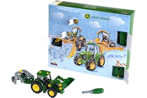 Theo Klein 3936 John Deere Adventskalender med 24 dörrar I Set för att bygga en traktor i skala 1:24 I Inkl. skruvmejsel I Må