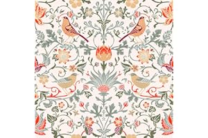 ReWallpaper Papier Peint Adhésif Mural Fleuri Vintage Papier Peint Chambre Adulte Beige Papier Peint Motif Animal Film Adhesif pour Meuble Motif 44,5CM × 3M Papier Peint Vert
