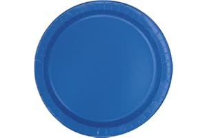 UNIQUE PARTY Royal Blue Solid Round Paper Dessert Plates (17cm) 20 Count - Vibrant Paper Plates for Parties and Events, Perfect for Appetizers, Snacks, and Desserts