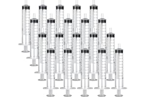 HXC 20 Pack 10ml Spritze Steril Spritzen mit Deckel,Plastik Spritzen Mit kappe,Kunststoffspritze Liquid Spritze Futterspritze zum Neugeborenes Tier, Spritzen für Epoxidharz Labore Dispensieren