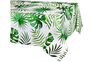 PHOGARY Hawaiian Luau Tablecloths for Party Decoration, Jungle Party Rectangular Table Covers, Aloha Tropical Palm Leaves Table Cloth, Summer Beach Kids Birthday Cocktail Party Supplies (3 Pack)