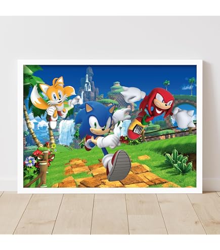 Poster 3D Lenticolare Sonic The Hedgehog - 'Select Your Fighter' 25x20 Cm. Effetto 3D Senza Occhiali! Cornice Nera Inclusa. Merchandise Ufficiale.