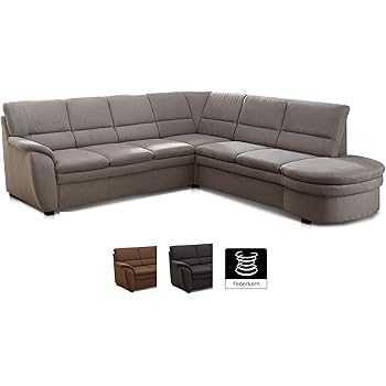 Cavadore Ecksofa Gingle mit Ottomane links 260 x 89 x 240 Anthrazit