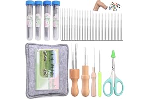 Benlay 118 pezzi set di attrezzi per feltro di lana, aghi di feltro con 80 aghi di feltro 3 modelli di manici in legno grandi cuscinetti in feltro, 4 dimensioni aghi in feltro adatti per diversi