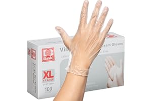 General Medi Einweghandschuhe, latexfrei, lebensmittelechte, klare Vinylhandschuhe für Medizin, Haushalt, Lebensmittelzubereitung, Kochen, Reinigung - 100 Stück/Karton (XL)