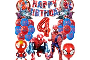 SWOKKTS Palloncini Spiderma 4 Anni, Kit Palloncini Compleanno Spiderma 4 Anni, Decorazioni Compleanno Spiderma 4 Anni, Compleanno Spiderma Ragazza Ragazzi Party (Palloncino Spiderma 4 Anni)